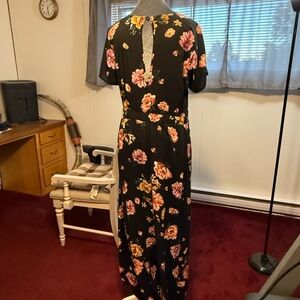 Torrid Black Maxi shorts jumpsuit Dress with Floral Design